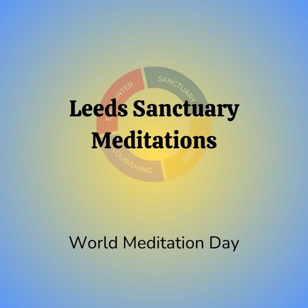 Tile reads "Leeds Sanctuary Meditations. World Meditation Day".